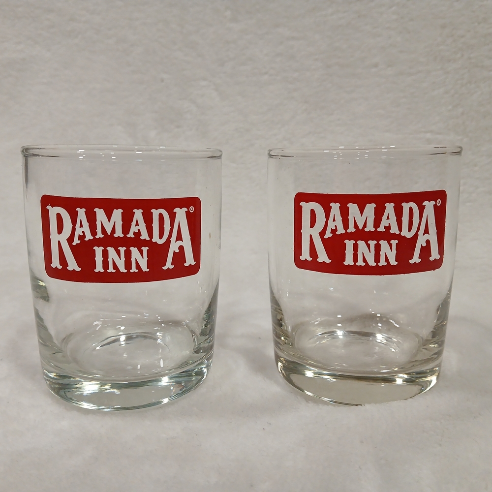 Vintage 70s RAMADA INN Glasses 3.5 inch Juice Drink Barware Set Of 2  Excellent